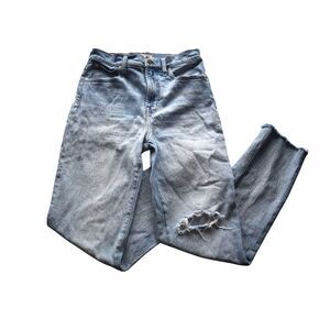 Madewell The Perfect Vintage Jean Medium Blue Raw Hem High Rise Womens 26 Tall